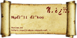 Nyúli Ákos névjegykártya